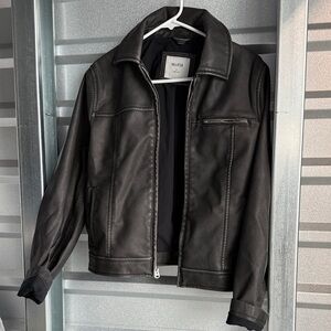 BLACK VEGAN LEATHER HOLLISTER JACKET